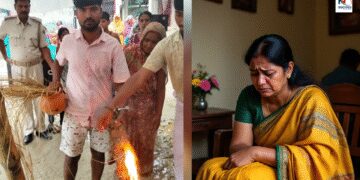 Mother's insurance on Bowing Forward Administration Son in Handcuffs Faces DI Father Look at People | Administration bends in front of mother's stubbornness! In handcuffs, son gave his father to light, people cried. News Track in Hindi