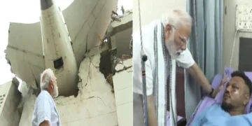PM Narendra Modi Visits Plane Crash Site: PM Narendra Modi visited the place with Ahmedabad plane crash, tied the injured in the civil hospital and tied the injured, PM Narendra Modi Visited the site of the plane crash, met the injured in the hospital and consoled the them