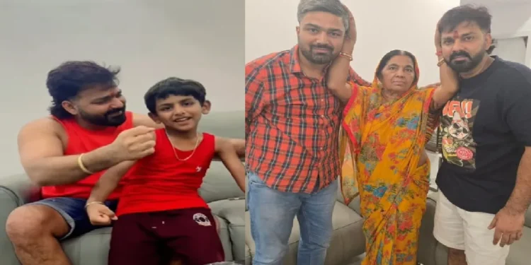 Pawan Singh's family time, fun with mother and nephew