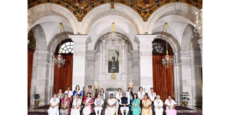 President Murmu presented the National Florence Nightingale Award to 15 award winners at Rashtrapati Bhavan