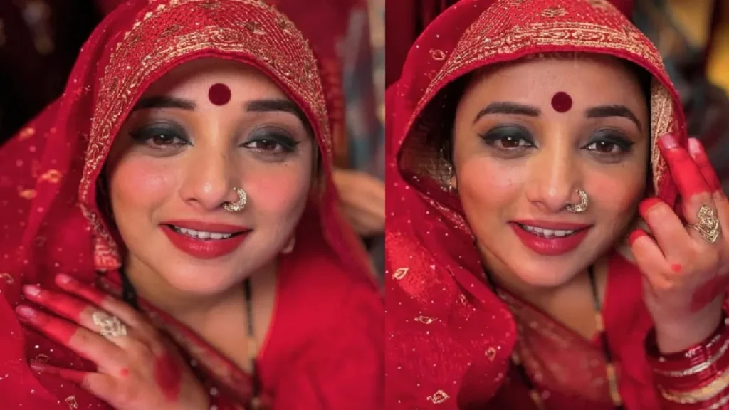 Rani Chatterjee made sixteen makeup in red saree and big red bindi, actress is waiting for her balama
