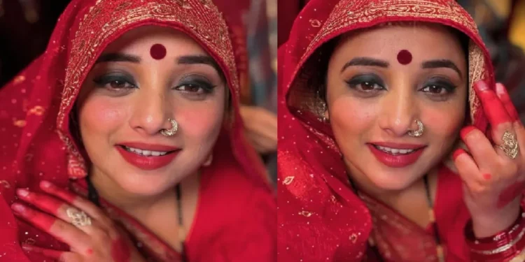 Rani Chatterjee made sixteen makeup in red saree and big red bindi, actress is waiting for her balama