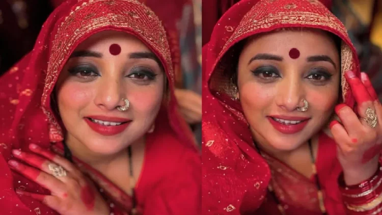 Rani Chatterjee made sixteen makeup in red saree and big red bindi, actress is waiting for her balama