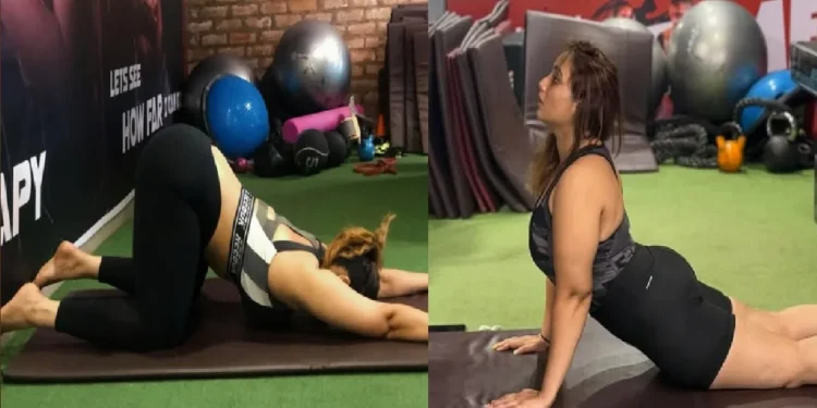 Rani Chatterjee's yoga on Yoga Day, Fitness shown with Cobra Pose