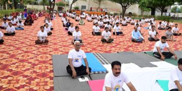 Salasar organized Yoga in Shri Balaji Gaushala on International Yoga Day