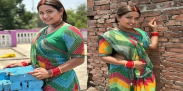 Seeing the Satrangi saree and the nurani face, the fans of the fans, the fan of Kajal Raghavani, the idol of simplicity