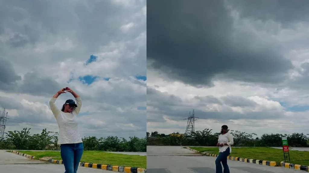 The weather for Anjana Singh is Osam, Korean poses enjoyed the weather