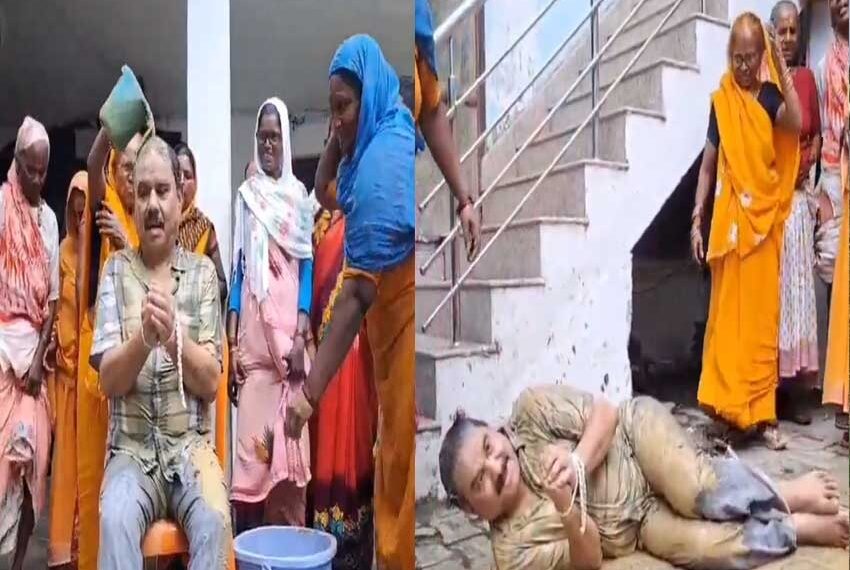 Unique tradition of celebrating Indradev, BJP leader Guddu Khan was bathed by women