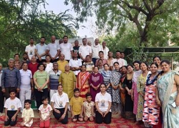 Various asanas and pranayama practice in yoga camp, tribute to martyrs of aircraft accident