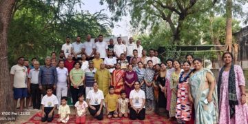 Various asanas and pranayama practice in yoga camp, tribute to martyrs of aircraft accident