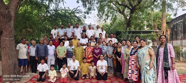 Various asanas and pranayama practice in yoga camp, tribute to martyrs of aircraft accident