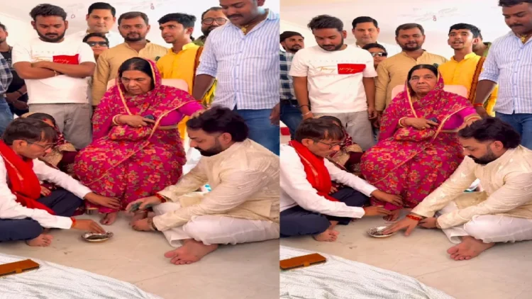 "You are all meaningless, mother ..", Pawan Singh took the blessings of mother after washing the feet