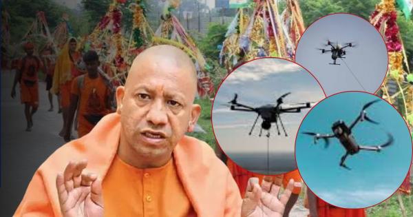 Anti draones and tethed drones engaged in protecting Kavadis, real time monitoring on the lines of Mahakumbh