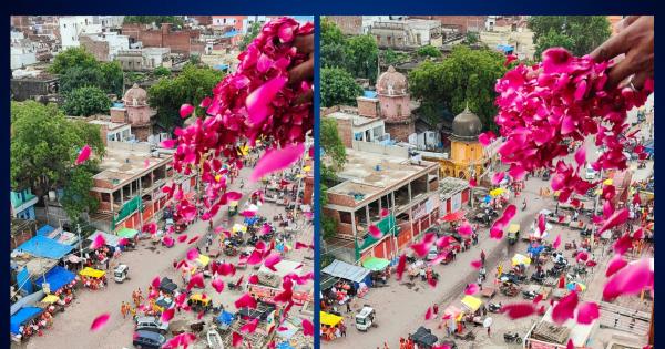 Pushpavarsha on Kanwari in Prayagraj, UP, greeted from the sky on the third Monday of Sawan on the instructions of CM