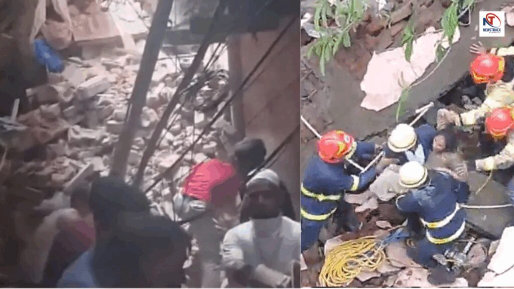 A Three-STOREY Chawl Collapsed Mumbai's Bandra 10 People Buried under The Rubble Rescue Operations in Full Swing | Bandra Chawl Collapse: Three -storey chawl collapsed in Bandra, Mumbai, 10 people buried in debris, rescue work in full swing. News Track in Hindi