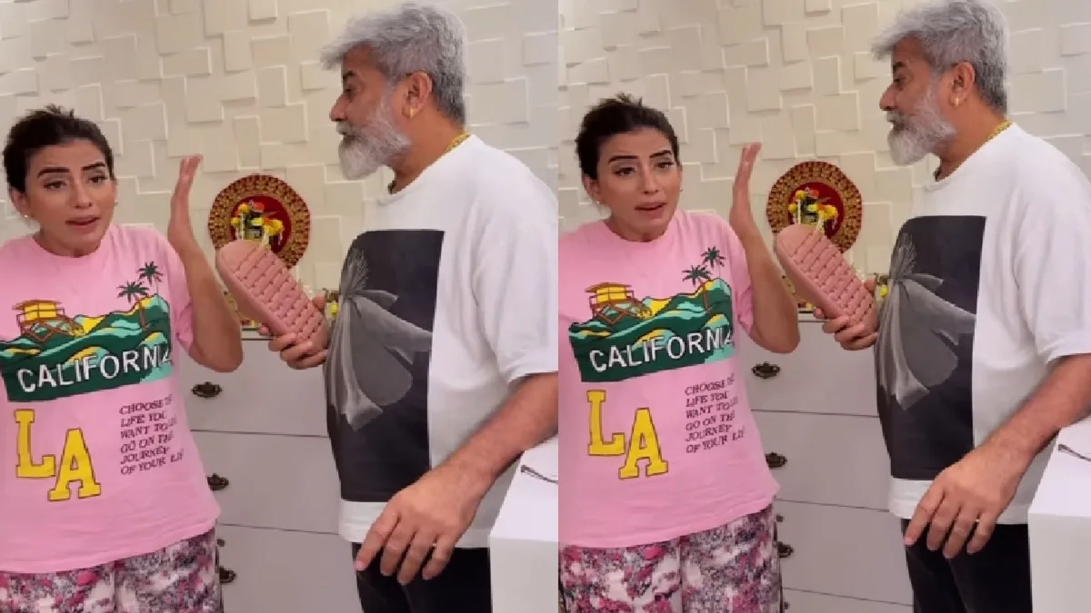 Akshara Singh's warm mind, the actress's father raised slippers in anger, video went viral