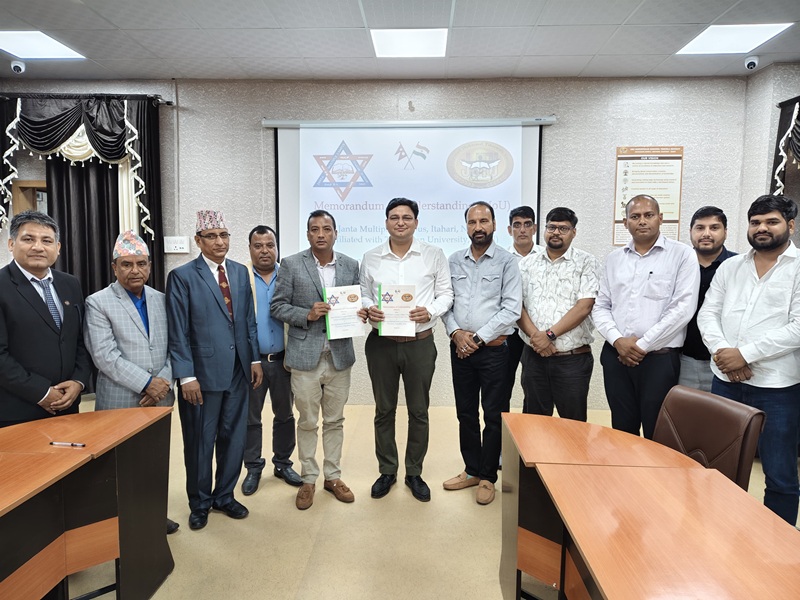 An agreement was reached between Shri Jejety University and Janta Versatile Campus Tribhuvan University Nepal
