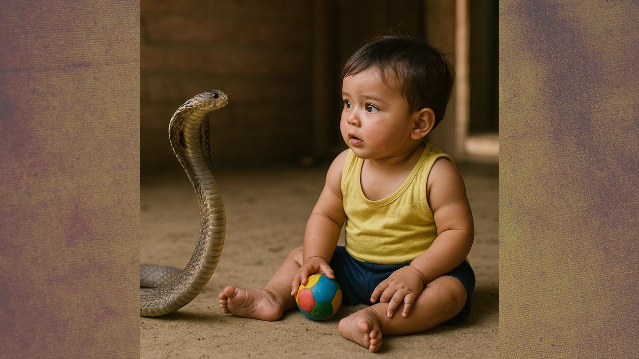 Bihar One Year old child bit a cobra the poisonous snake died | Awesome! One -year -old child bites cobra, a poisonous snake died. News Track in Hindi