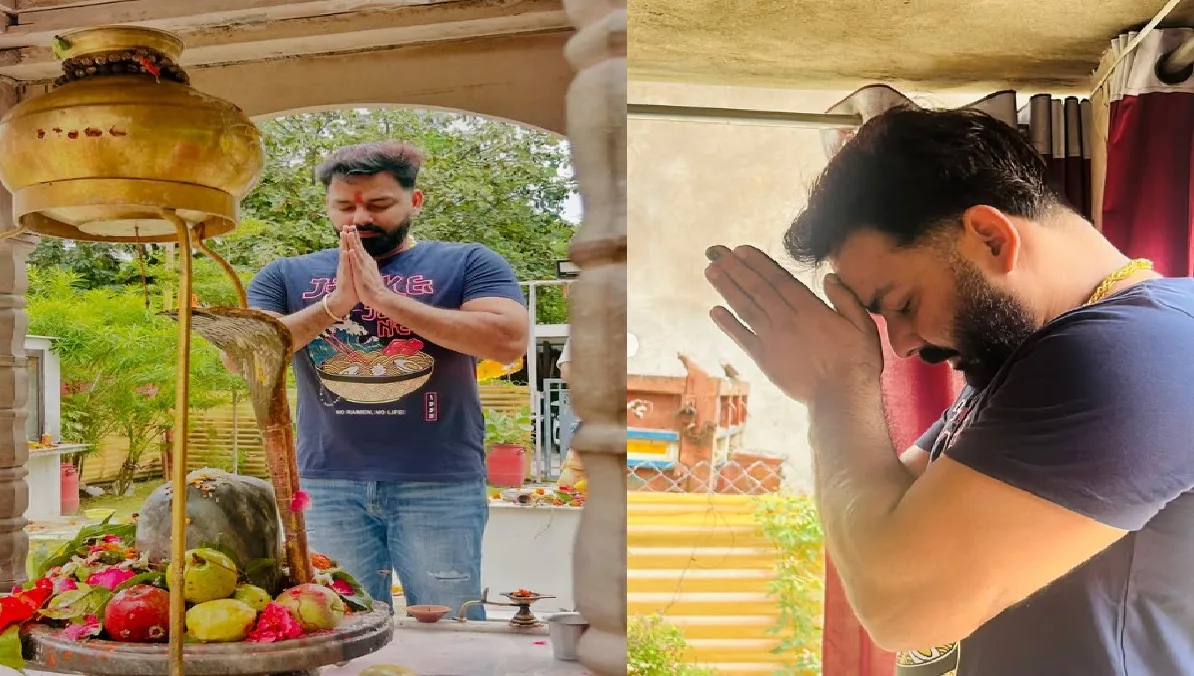 Pawan Singh reached the temple of Baba Bholenath in Sawan, prayer with folded hands