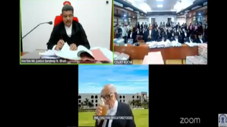 Video of Advocate Sips Beer during Court Proceeding: Senior advocate seen drinking beer during the Gujarat High Court proceedings! Drinking beer