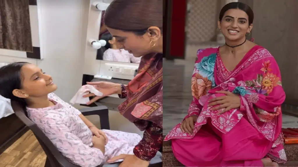 Akshara Singh has fun with innocent girl on set, makeup herself