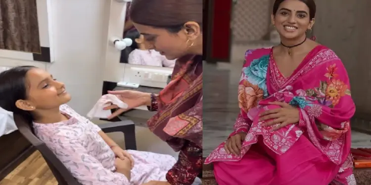 Akshara Singh has fun with innocent girl on set, makeup herself