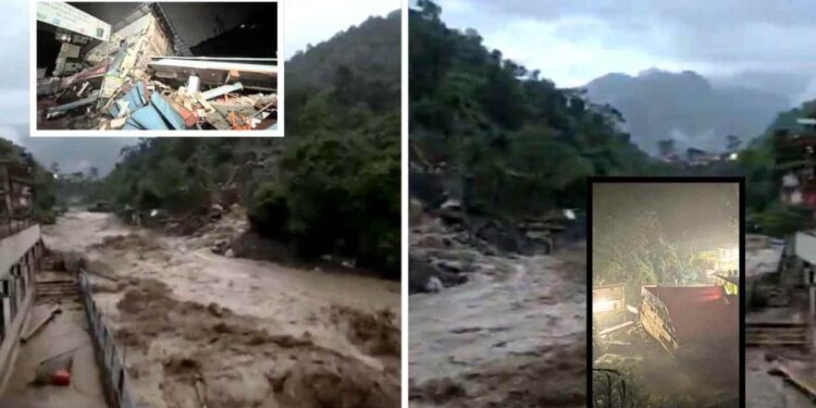 Dehradun CloudBurst: Sahastradhara Flash Flood Sweeps Shops & Cars, Several Missing | Fierce destruction due to cloudburst in Dehradun, shops swept away in strong current, many people went missing. News Track in Hindi