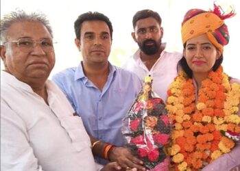Dusu election candidate Josalin Nandita Chaudhary welcomed in Jodhpur