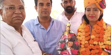 Dusu election candidate Josalin Nandita Chaudhary welcomed in Jodhpur