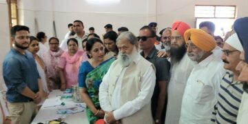 Energy Minister Anil Vij observed two health check -up camps set up in Ambala Cantonment