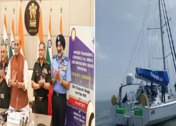 IASV Triveni Flag Off Ceremony: IASV rode on the Triveni and came out on the way to the earth, a team of women military officers of India, Rajnath Singh showed the green signal, Indian Women Military Officers Team Set Out to Orbit the Earth from IASV Trive, rajnath singh f clagged off