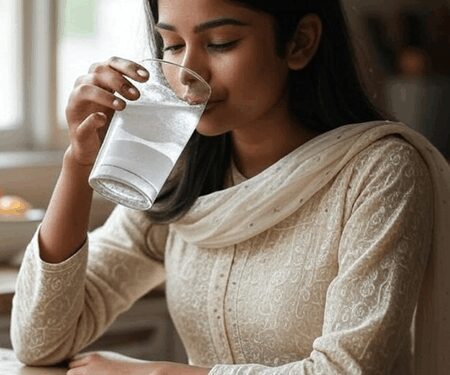 In the morning, a pinch of baking soda water will give relief from stomach to skin problems