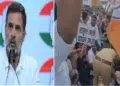 Protest Against Rahul Gandhi: Rahul Gandhi was strongly opposed as soon as he reached Rae Bareli, UP minister Dinesh Pratap Singh staged a sit-in with supporters on the highway, the convoy had to be stopped, rahul gandhi fier fierce opposition in Raebareli, UP Minister Dinesh Pratap Sit-In-In-In-In-In-In Highway with his supporters, The Convoy Had to Be Stopped
