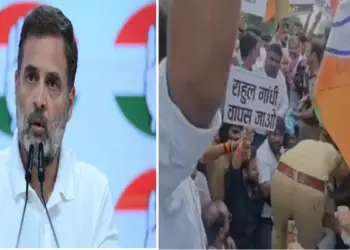Protest Against Rahul Gandhi: Rahul Gandhi was strongly opposed as soon as he reached Rae Bareli, UP minister Dinesh Pratap Singh staged a sit-in with supporters on the highway, the convoy had to be stopped, rahul gandhi fier fierce opposition in Raebareli, UP Minister Dinesh Pratap Sit-In-In-In-In-In-In Highway with his supporters, The Convoy Had to Be Stopped
