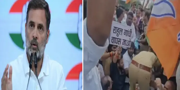 Protest Against Rahul Gandhi: Rahul Gandhi was strongly opposed as soon as he reached Rae Bareli, UP minister Dinesh Pratap Singh staged a sit-in with supporters on the highway, the convoy had to be stopped, rahul gandhi fier fierce opposition in Raebareli, UP Minister Dinesh Pratap Sit-In-In-In-In-In-In Highway with his supporters, The Convoy Had to Be Stopped