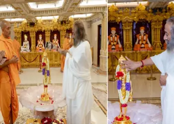Sri Sri Ravishankar at Baps Swaminarayan Mandir Mumbai: Sri Sri Ravi Shankar Maharaj, the pioneer of Art of Living, Divya arrival at BAPS Swaminarayan Temple in Mumbai, Art of Living Founder Sri Sri Sri Ravi Shankar Maharaj Makes A. Divine Arrival ARRIVAL ARRIVAL ARRIVAL ARRIVANANANA Mandir in Mumbai