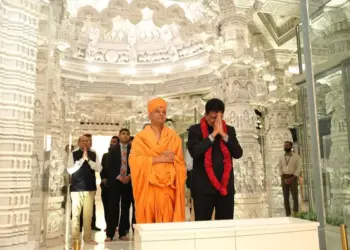 Union Commerce and Industry Minister Piyush Goyal visited Abu Dhabi's BAPS Hindu Temple