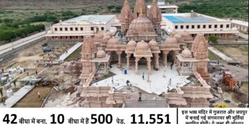 Unique Akshardham ... Jodhpuri made of stone, hinges on 281 pillars, also carved on the roof