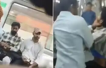 A fierce fight started while sitting in Delhi Metro, the young man rained slaps and punches, watch viral video