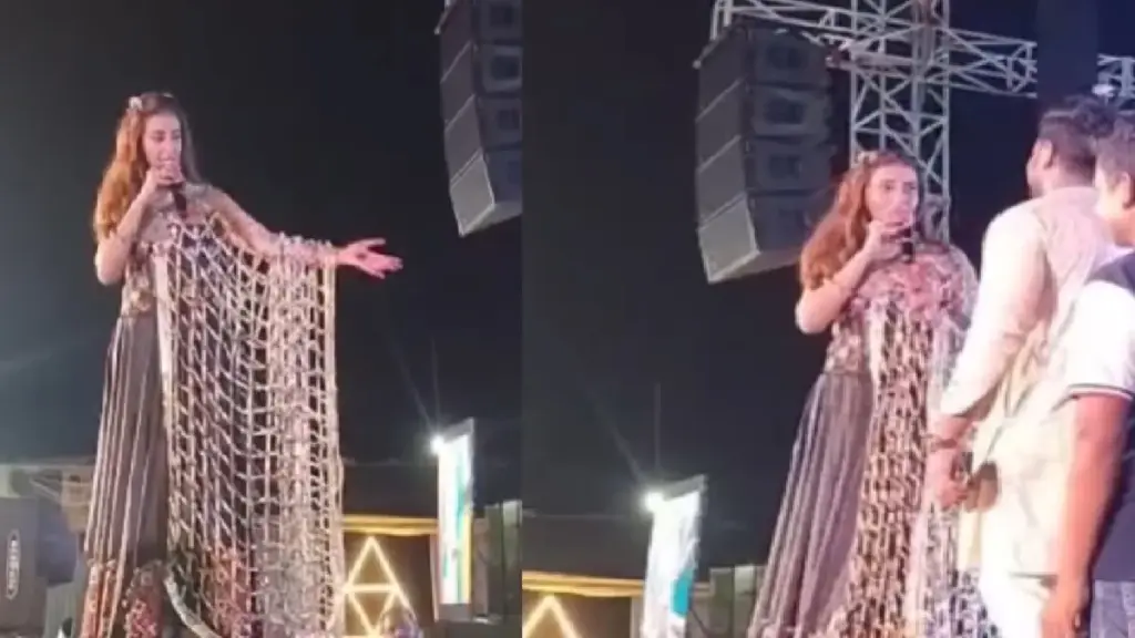 Akshara Singh, angry with the offer of porn songs, the class of organizer set up from the stage itself