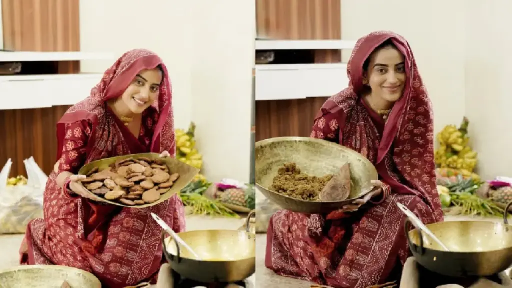 Akshara Singh shared photos while offering ardhya to Sun God, posed with Thekua