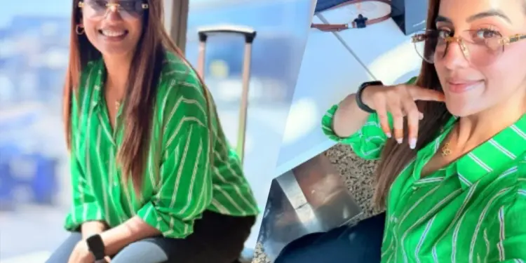 Akshara Singh stunned the airport with her style, the actress' slayer look in green shirt went viral