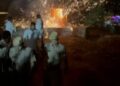 Burning of 51 feet high Ravan effigy in Chaumun, sky echoed with fireworks