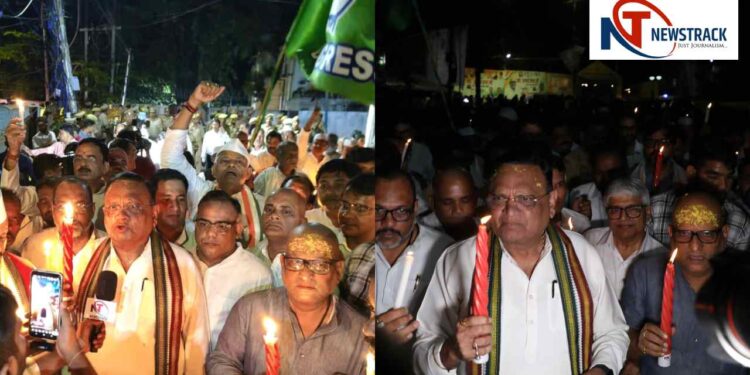 Congress | Hariom Valmiki Murder | Congress Protest Lucknow | Congress Organized Candlelight March | Congress took out the candle march in Lucknow in protest against the murder of Hariom Valmiki, give justice to Dalits ... News Track in Hindi