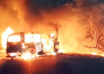 Horrific accident on Balotra-Sindhari Mega Highway: Trailer and Scorpio collide head-on, 4 burnt alive