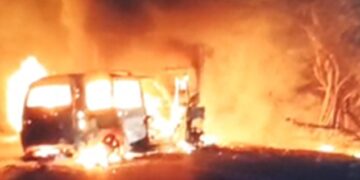 Horrific accident on Balotra-Sindhari Mega Highway: Trailer and Scorpio collide head-on, 4 burnt alive