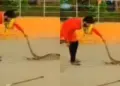 'It seems that Yamraj is on leave...' A young man dragged a 13 feet long python here, the heart will tremble after watching the VIDEO