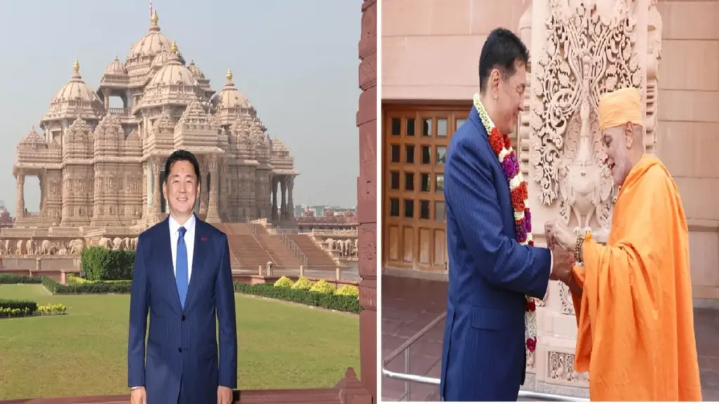 Mongolian President visits BAPS Swaminarayan Akshardham Temple, Mongolian President visits BAPS Swaminarayan Akshardham Temple impressed by its grandeur, says it symbolizes India's profound spiritual heritage