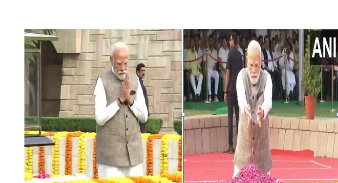 Prime Minister Modi paid tribute to Mahatma Gandhi-Lal Bahadur Shastri at Rajghat and Vijay Ghat