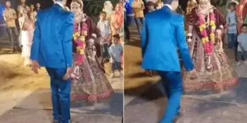 Seeing the dance steps of the groom, the bride also started laughing, can't stop laughing after watching the viral video.